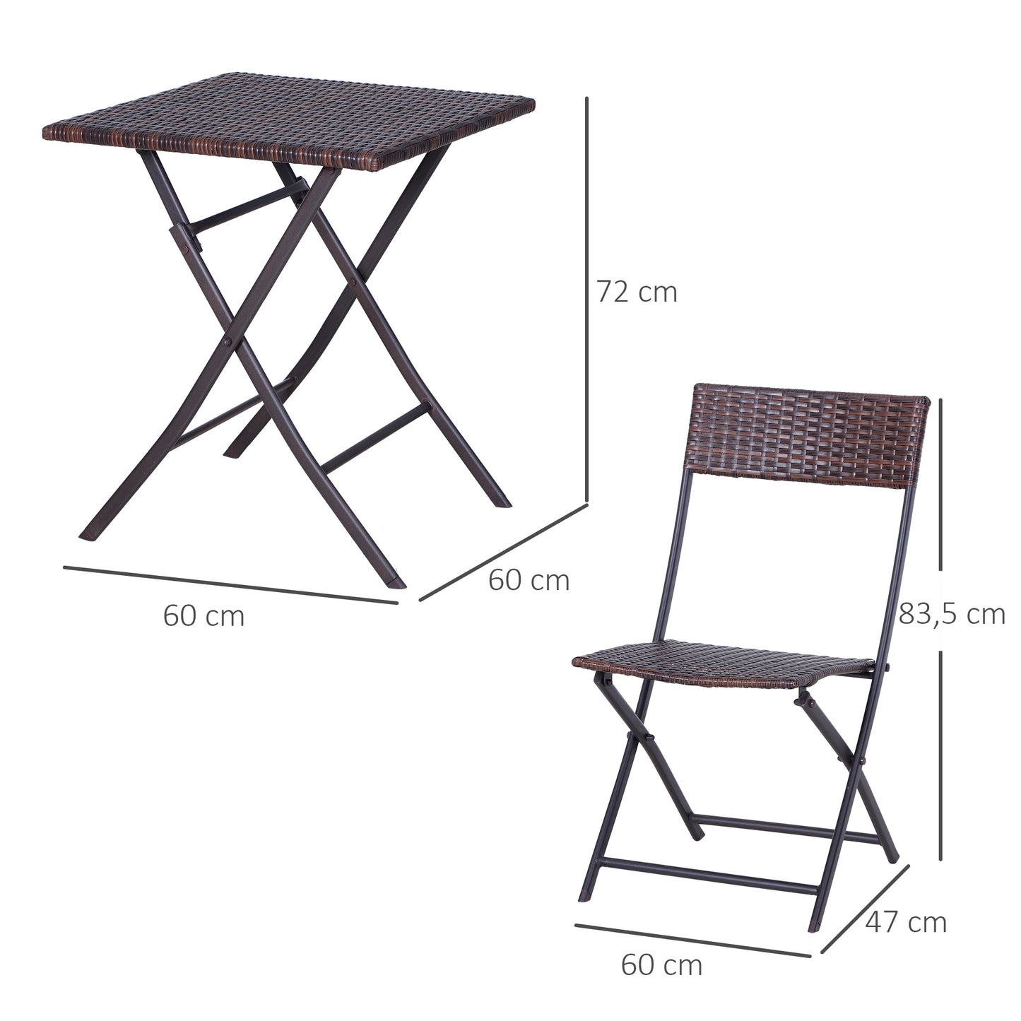 Outsunny 2-Seater Rattan Bistro Set: 1 x table