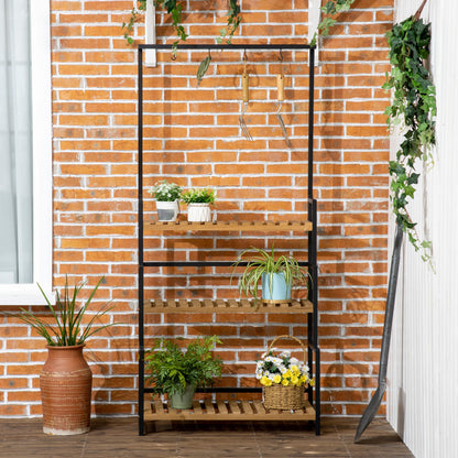 Outsunny 3 Tiered Plant Stand with Hanging Hooks