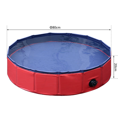 PawHut Foldable Dog Paddling Pool Pet Cat Swimming Pool Indoor/Outdoor Collapsible Summer Bathing Tub Shower Tub Puppy Washer (?80 × 20H cm