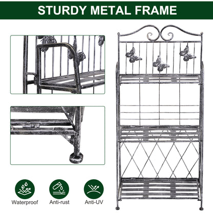 Outsunny 3-Tier Metal Plant Stand