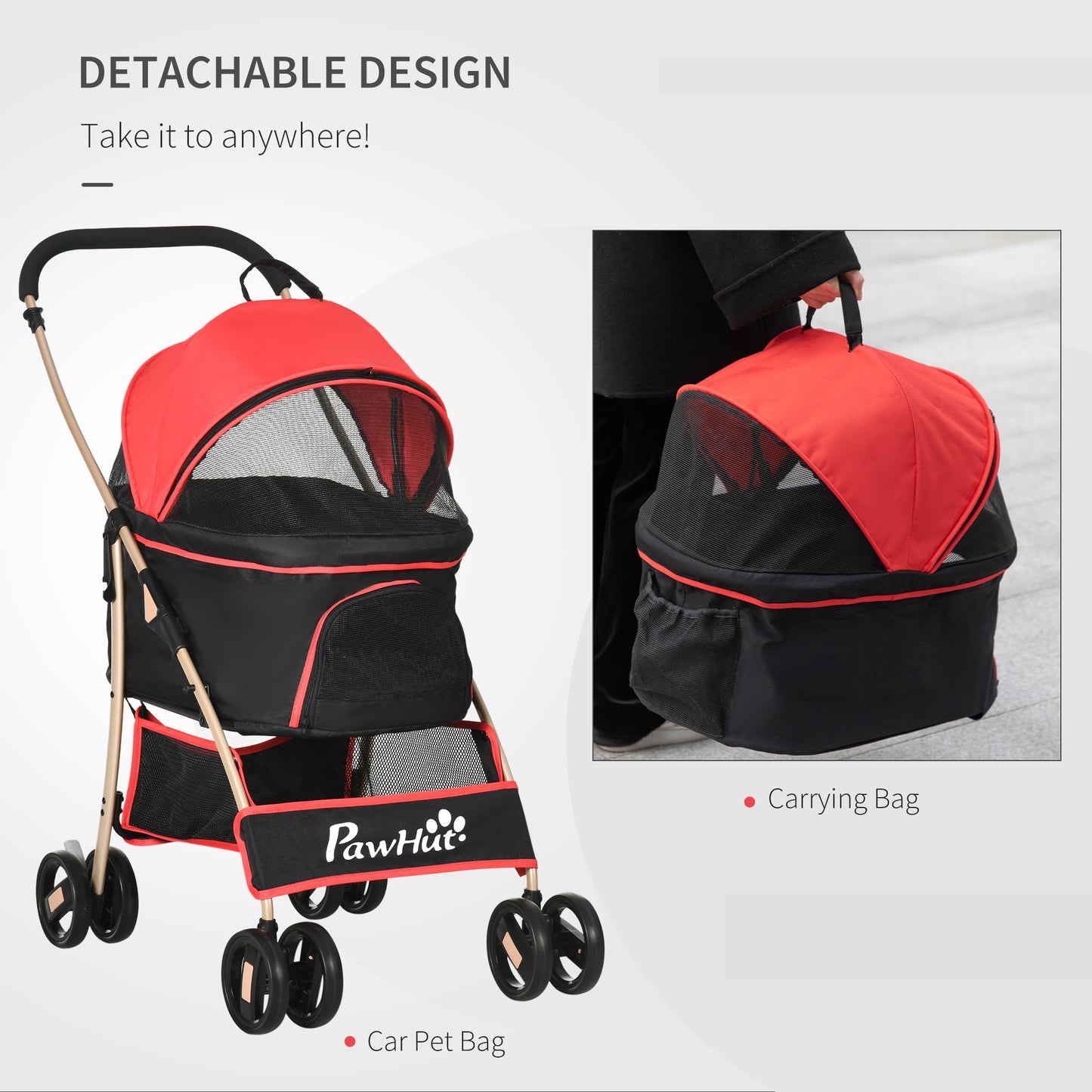 PawHut Detachable Pet Stroller