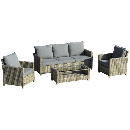 Outsunny 4 Pieces Patio Wicker Sofa Set