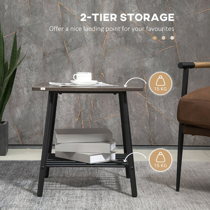 Homcom Side Table with 2-Tier Storage