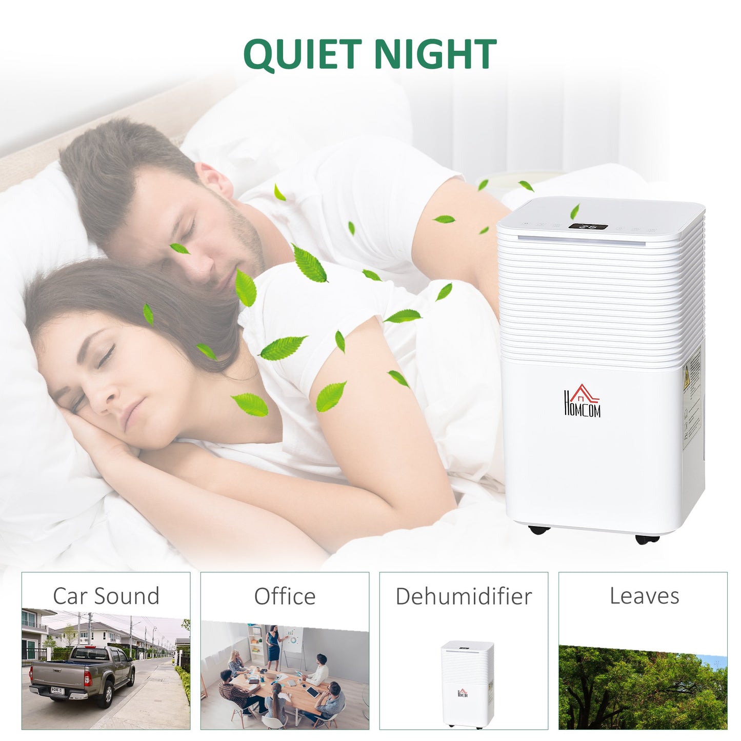 Homcom 10L/Day Portable Quiet Dehumidifier for Home Laundry