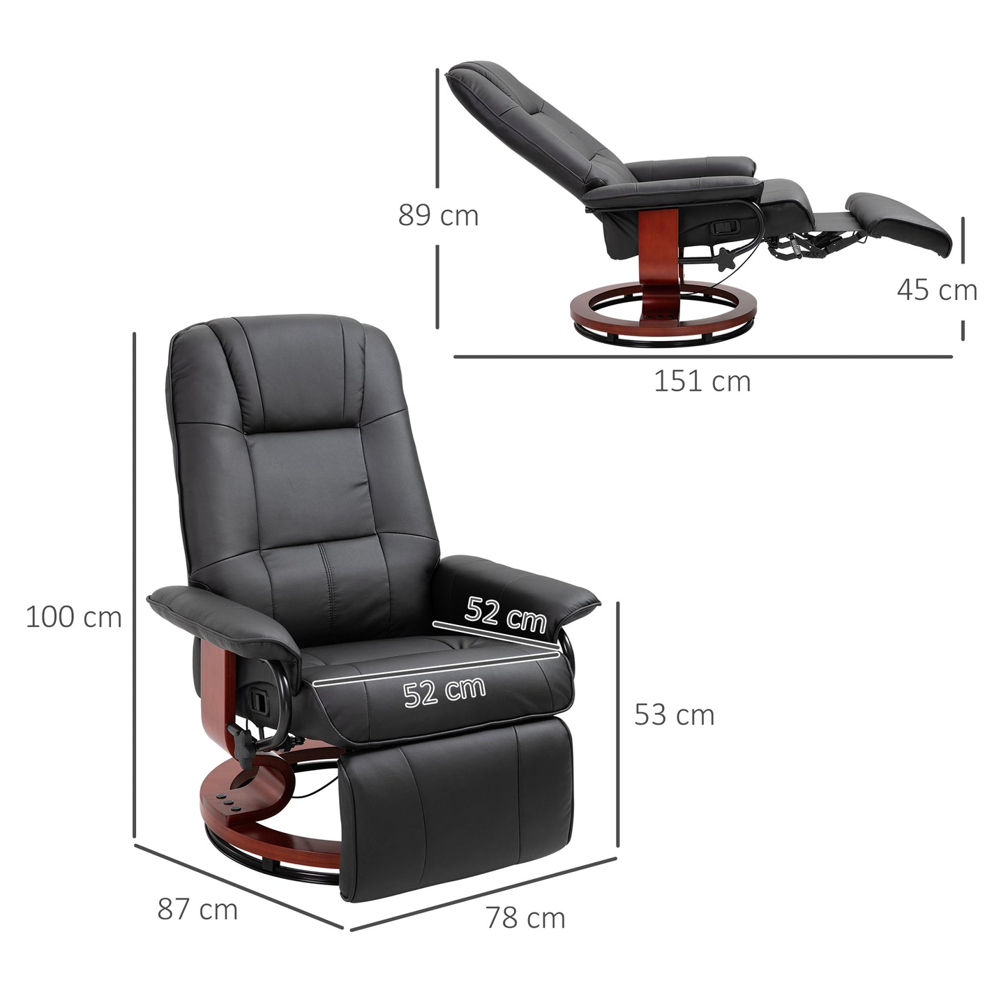 Homcom Faux Leather Manual 145° Recliner Chair