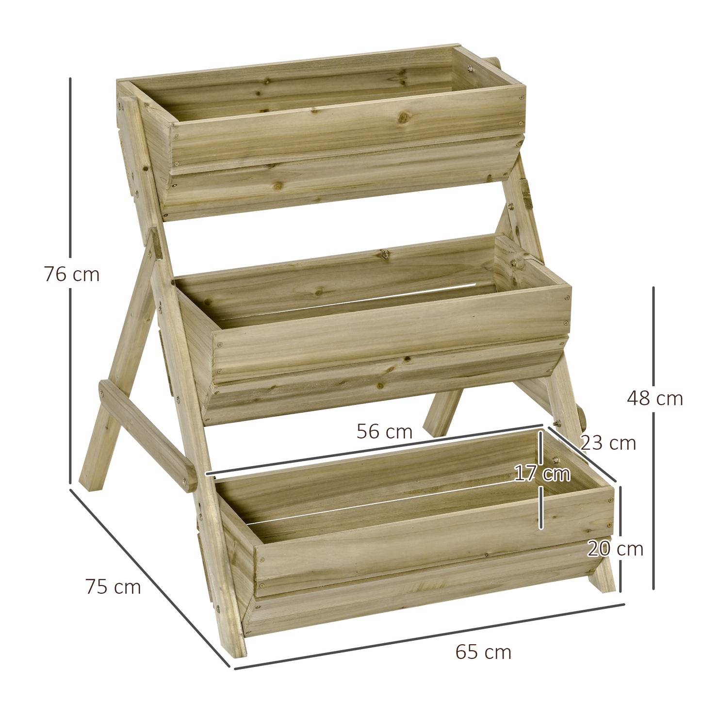 Outsunny 3 Tier Raised Garden Bed Wooden Elevated Planter Grow Box for Flower Herb Green