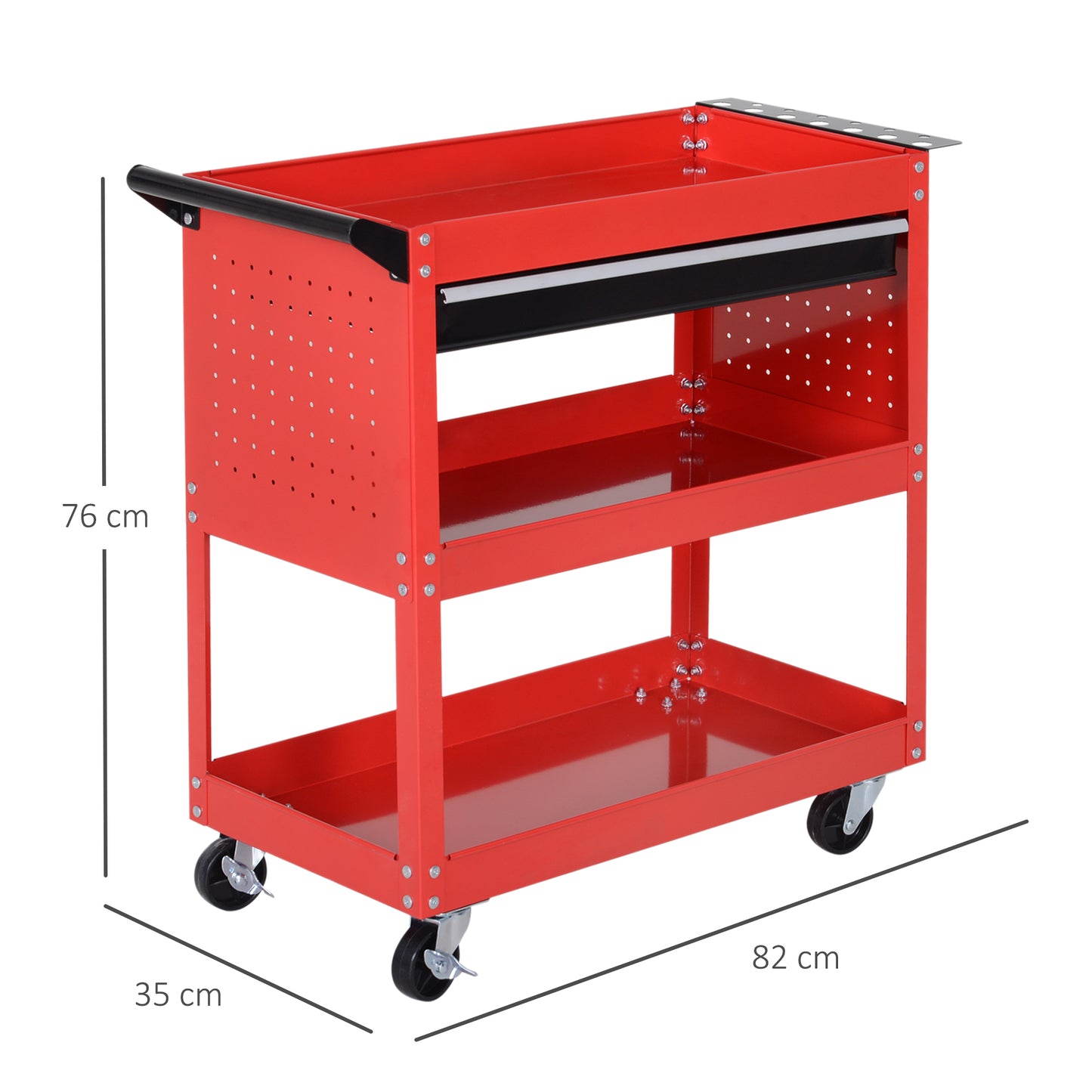 DURHAND 3-Tier Tool Trolley Tool Storage Cart