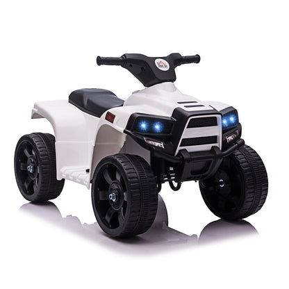 Homcom 6V Kids Electric Ride on Car ATV Toy Quad Bike With Headlights for Toddlers 18-36 months White