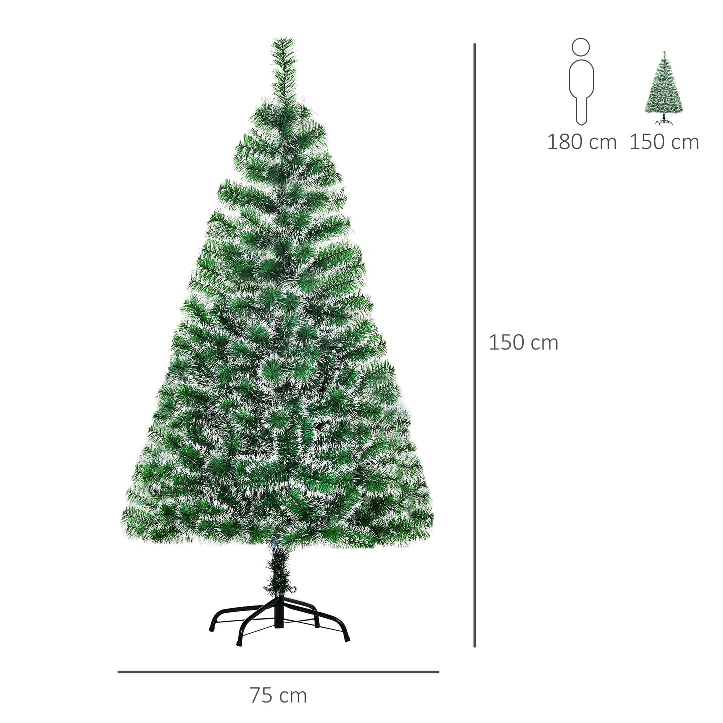 Homcom 5FT Indoor Christmas Tree Artificial Decoration Xmas Gift with Metal Stand Branch Tips