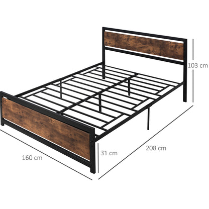 Homcom King Size Industrial-Style Metal Bed Frame