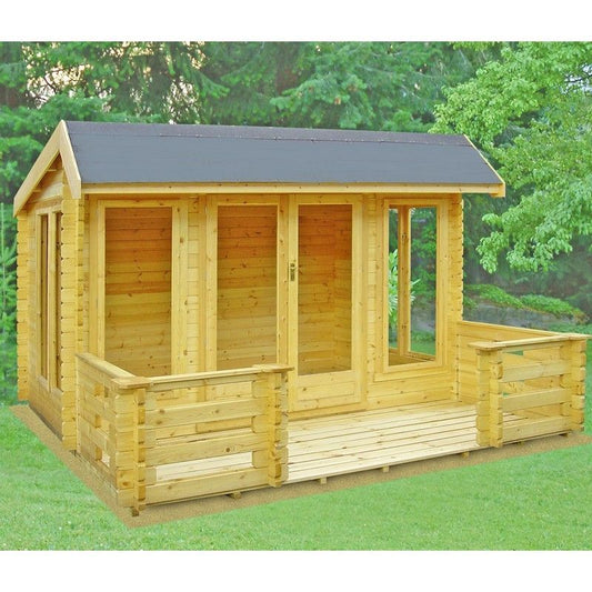 Shire Wykenham 7' 10" x 11' 9" Reverse Offset Apex Log Cabin - Premium 44mm Cladding Tongue & Groove