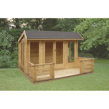 Shire Wykenham 13' 8" x 13' 8" Reverse Offset Apex Log Cabin - Premium 44mm Cladding Tongue & Groove