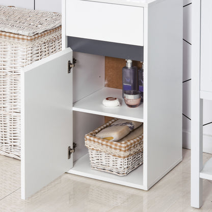 Homcom Medium-density fibreboard Tri-Compartment Bathroom Storage Cabinet White