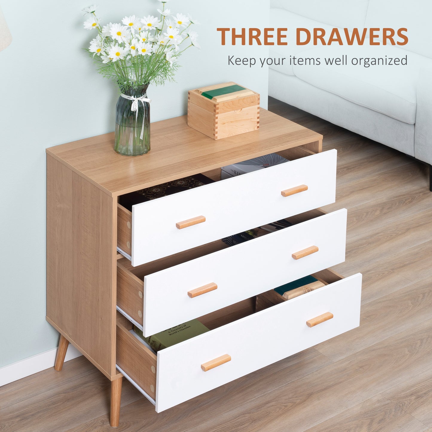 Homcom Chest of Drawers with 3 Drawers