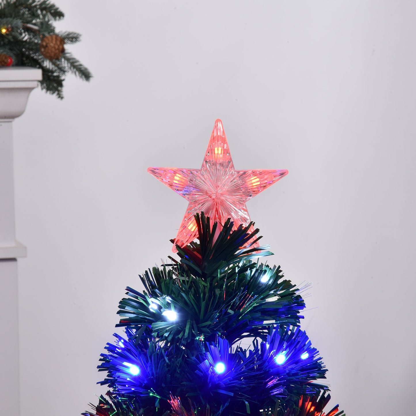 Homcom 3FT Prelit Artificial Christmas Tree with Multi-Coloured Fiber Optic LED Light