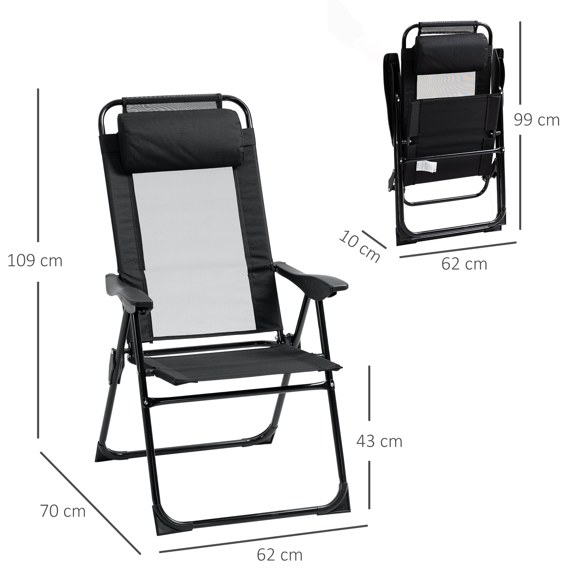 Outsunny Set of 2 Portable Folding Recliner Outdoor Patio Adjustable Backrest