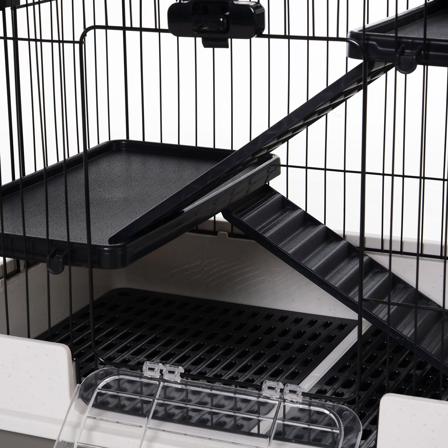 4 Tier Small Animal Cage Black & White by Pawhut