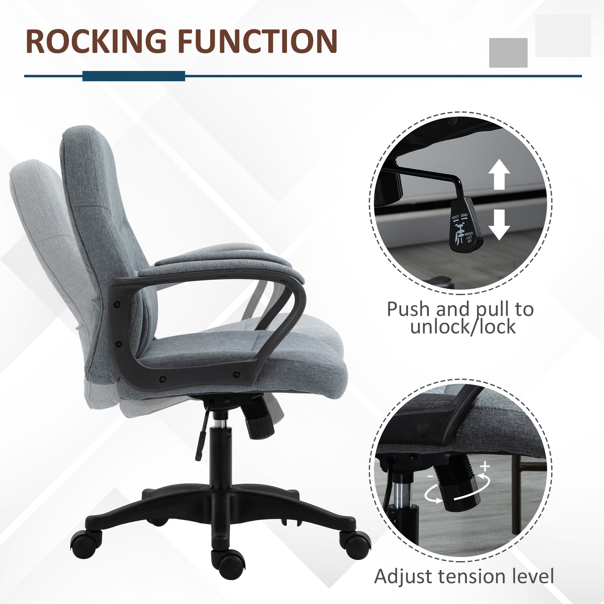 Vinsetto Office Chair With Massager Lumbar High Back Ergonomic Support Office 360 Swivel Chairs Adjustable Height Backrest Grey