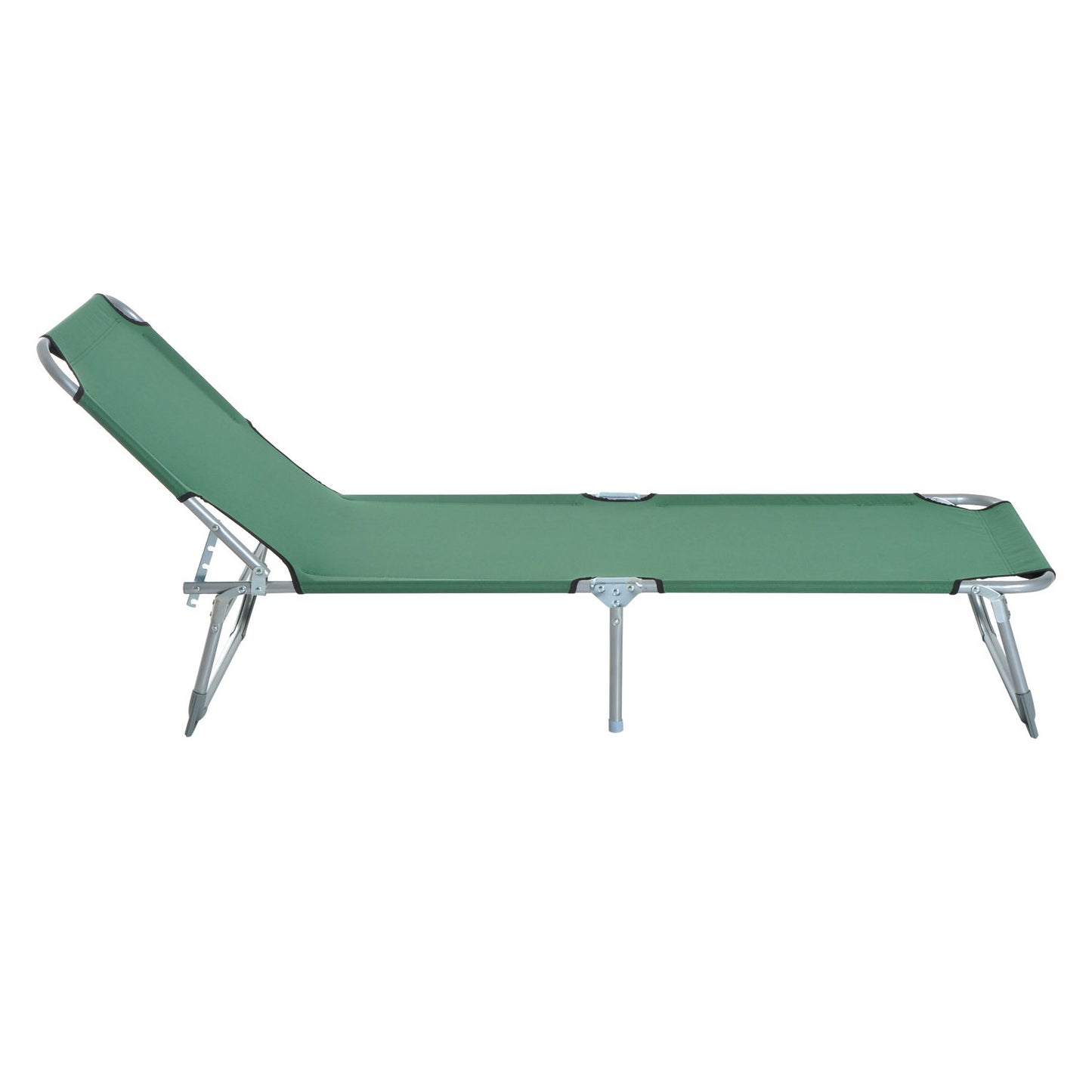 Outsunny Reclining Sun Lounger Chair Folding Camping Bed with 4-Position Adjustable Backrest