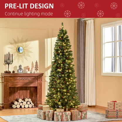 Homcom 7FT Prelit Artificial Pencil Christmas Tree with Warm White LED Light