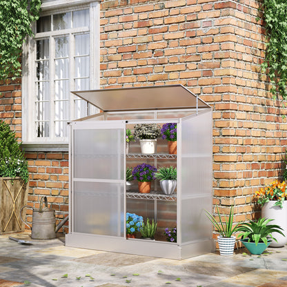 3 Tier Cold Frame With Sliding Door Galvanised Steel by Greenery