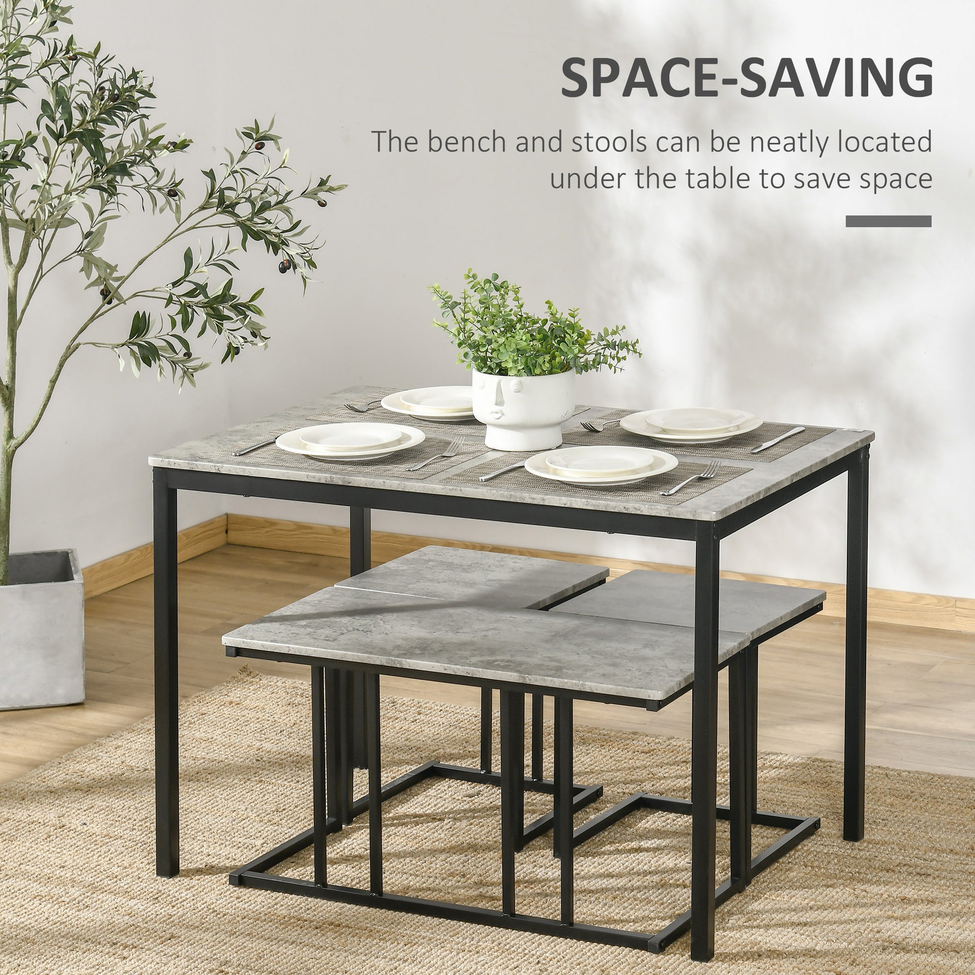 Homcom Dining Table And Chairs Set For 4 People