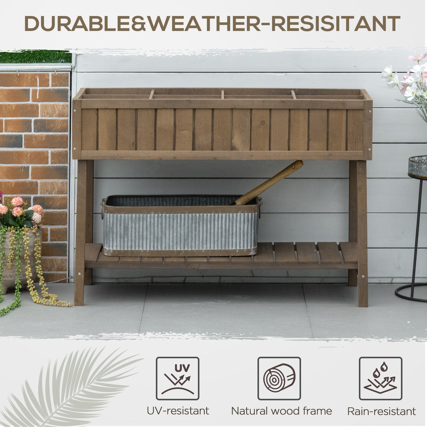 Outsunny Wooden Herb Planter Raised Bed Container Garden Plant Stand Bed 8 Boxes 110L X 46W X 76H cm Brown