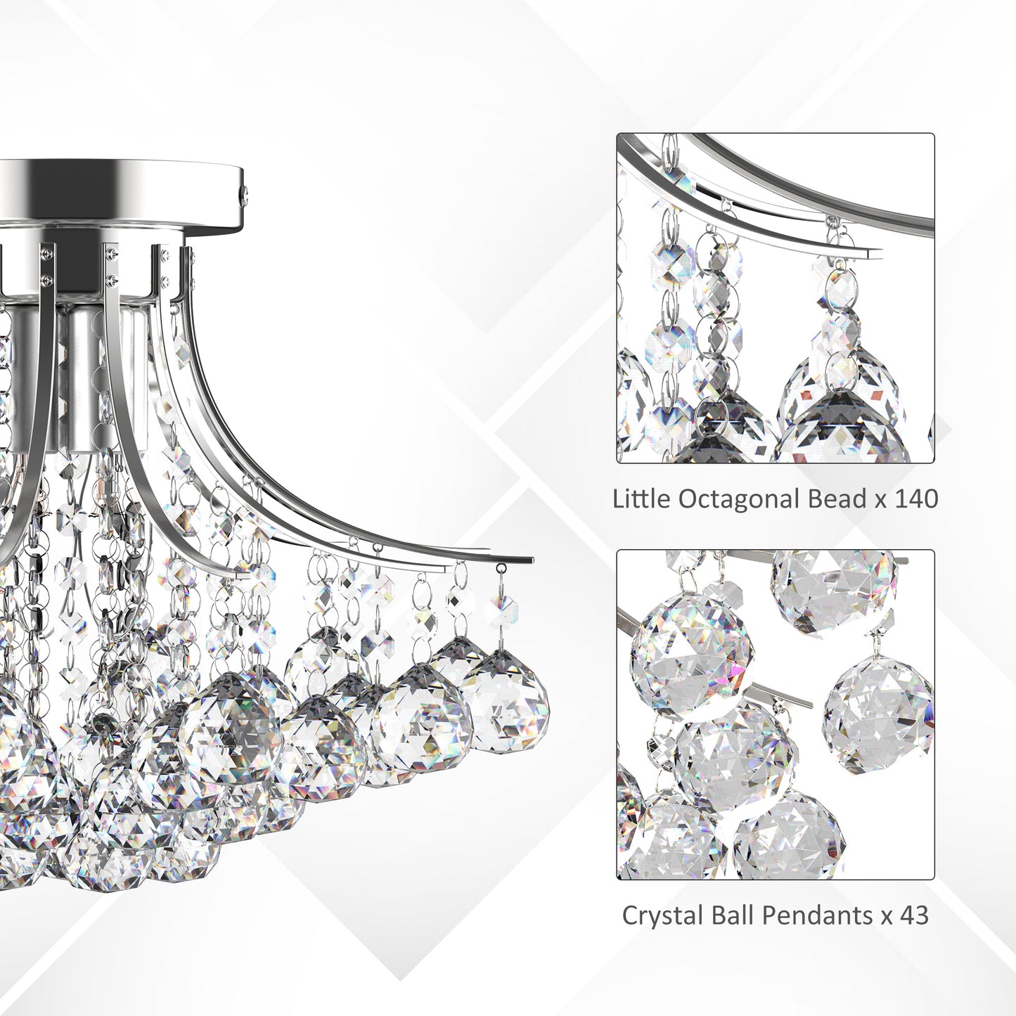 Homcom Modern K9 Crystal Ceiling Lighting Chandelier