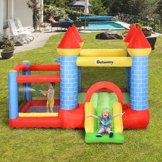 Outsunny Kids Bounce Castle Inflatable Trampoline Slide Pool Basket for Kids Age 3-10