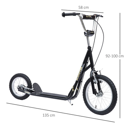 Homcom Teen Stunt Scooter Push Kick Scooters for Kids with Rubber Wheels Adjustable Handlebar Front Rear Dual Brakes Kickstand