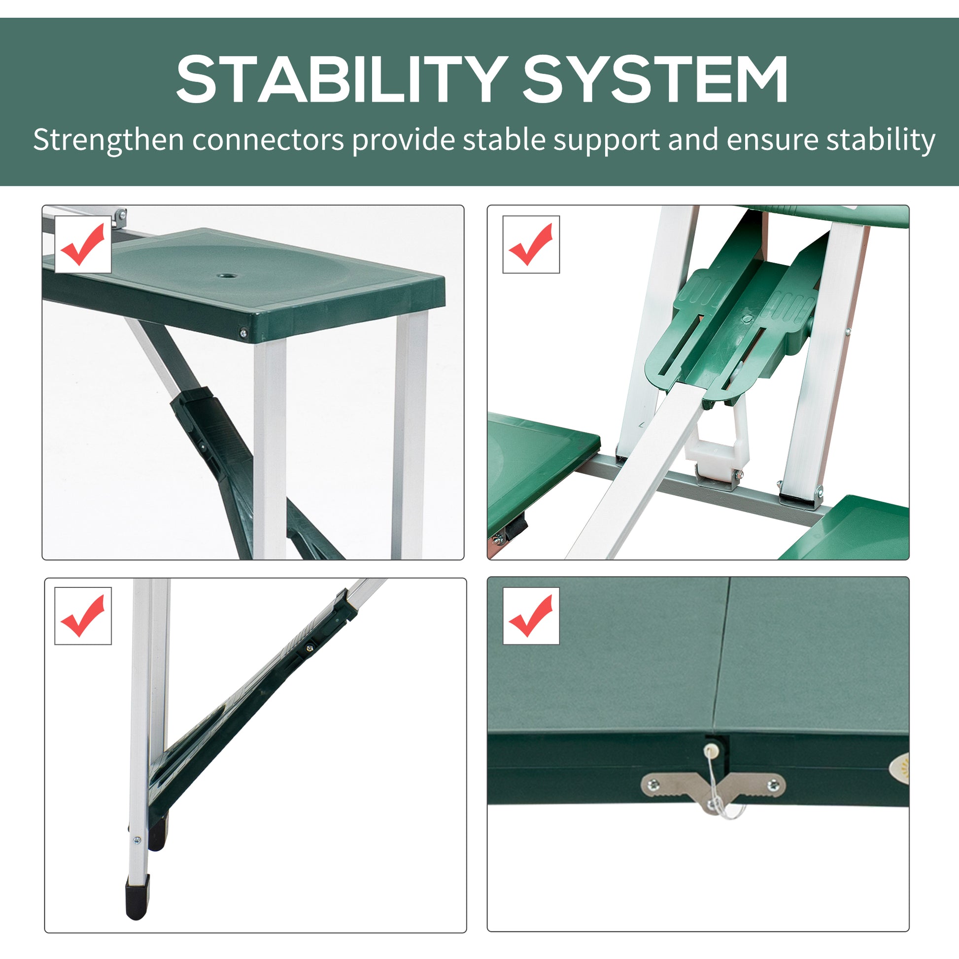 Outsunny Abs Aluminum Portable Picnic Table Bench Set Green