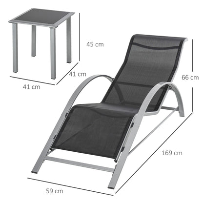 Outsunny 3 Pieces Sun Lounger Chair Set