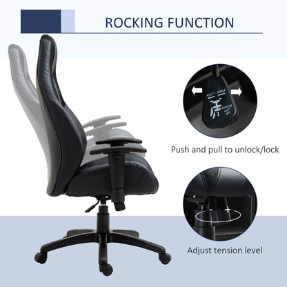 Vinsetto High Back Executive Office Chair Mesh & Faux Leather Gaming Gamer Chair with Swivel Wheels