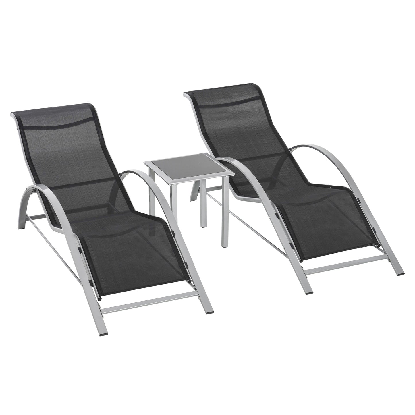 Outsunny 3 Pieces Sun Lounger Chair Set