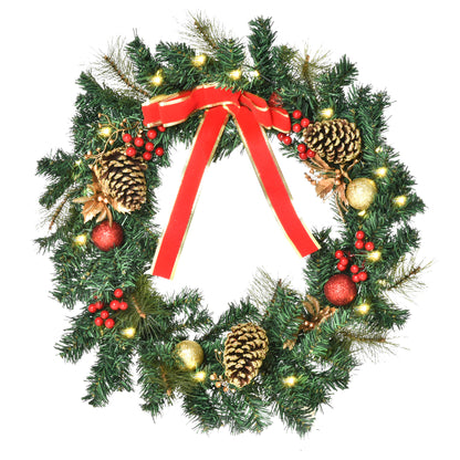 Homcom Pre-Lit Artificial Christmas Door Wreath