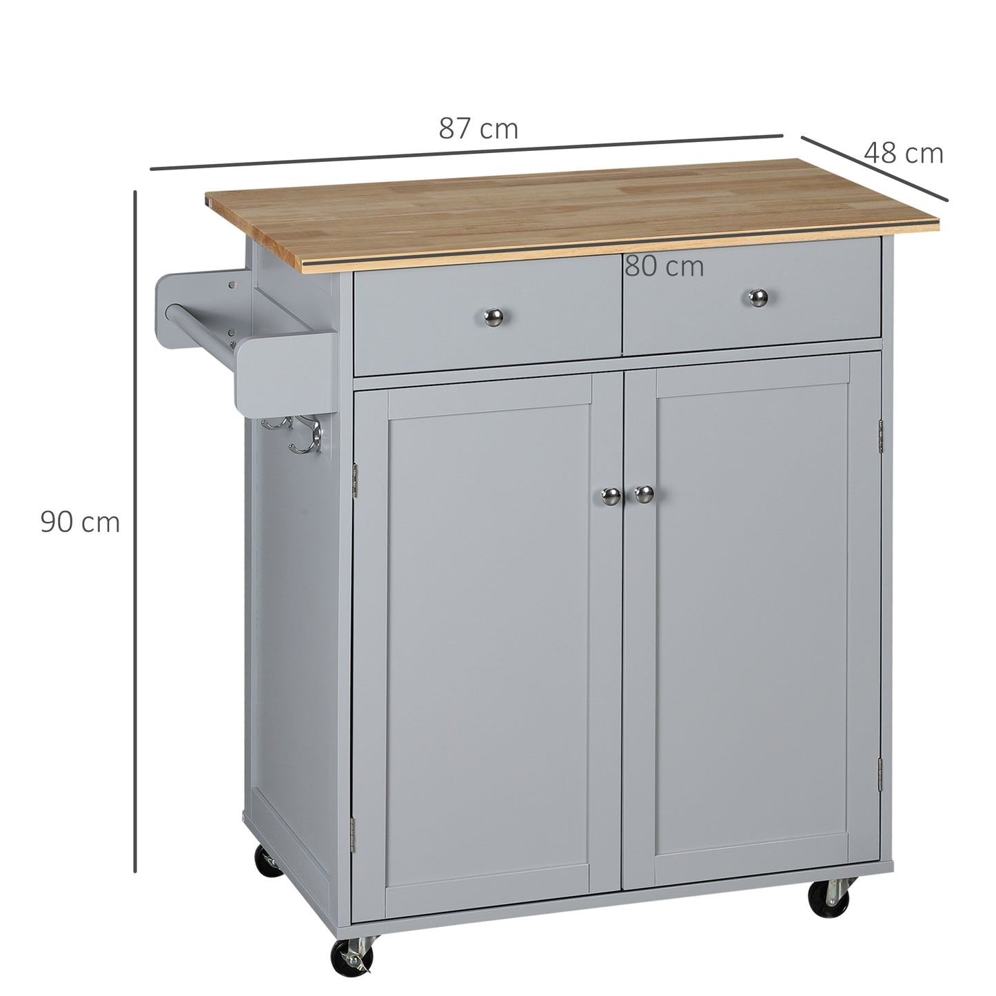 Homcom Rolling Kitchen Island on Wheels