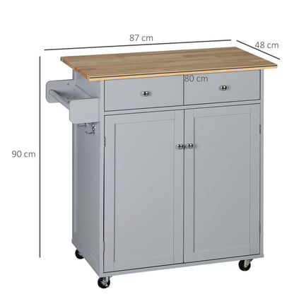 Homcom Rolling Kitchen Island on Wheels