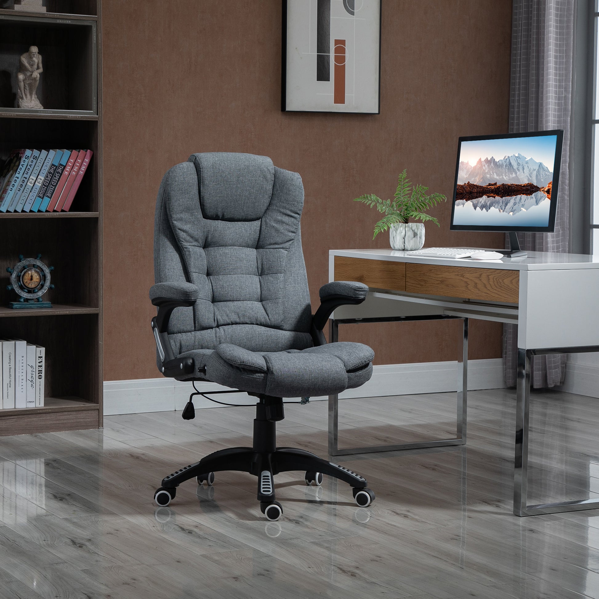 Vinsetto Ergonomic Office Chair Comfortable Desk Chair with Armrests Adjustable Height Reclining and Tilt Function Dark Grey