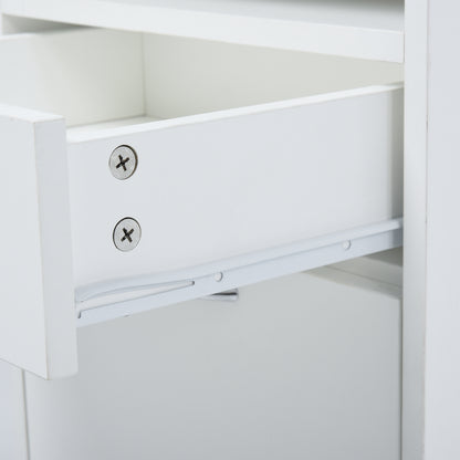 Homcom 60cm Storage Cabinet w/ Drawer Open Shelf Metal Handles 4 Wheels Office Home Organiser Mobile Printer White