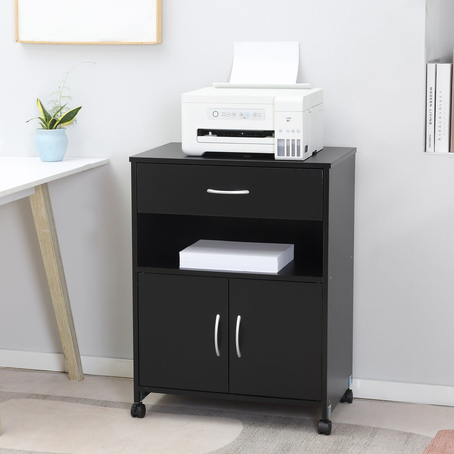 Vinsetto Printer Stand Mobile Printer Cabinet with Storage