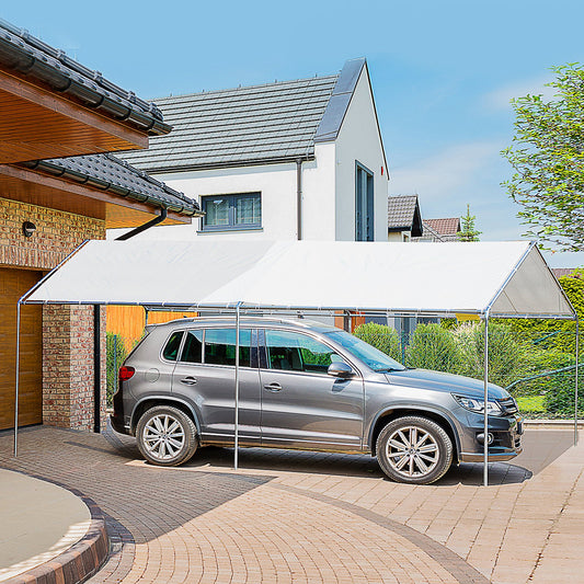 Outsunny 3 x 6m Heavy Duty Carport Garage Car Shelter Galvanized Steel Outdoor Open Canopy Tent Water UV Resistant Waterproof