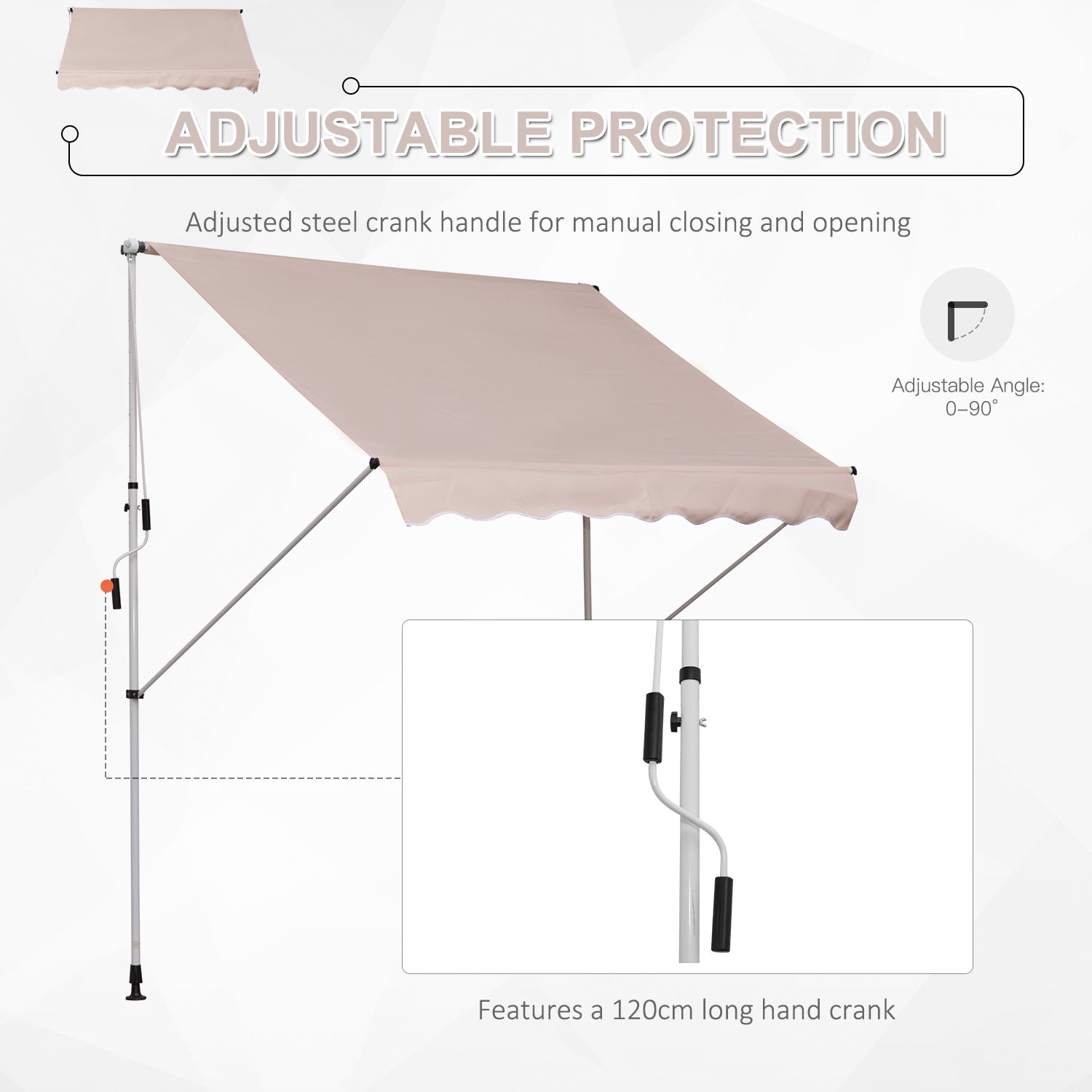 Outsunny 2x1.5m Adjustable Outdoor Aluminium Frame Awning Beige