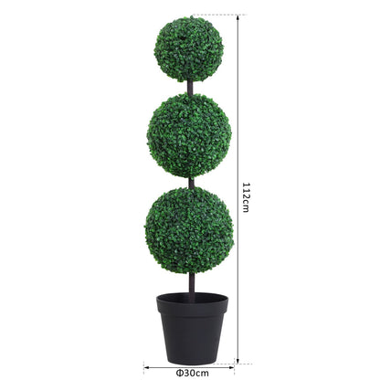 Outsunny Set Of 2 Artificial Topiary Trees With Pot