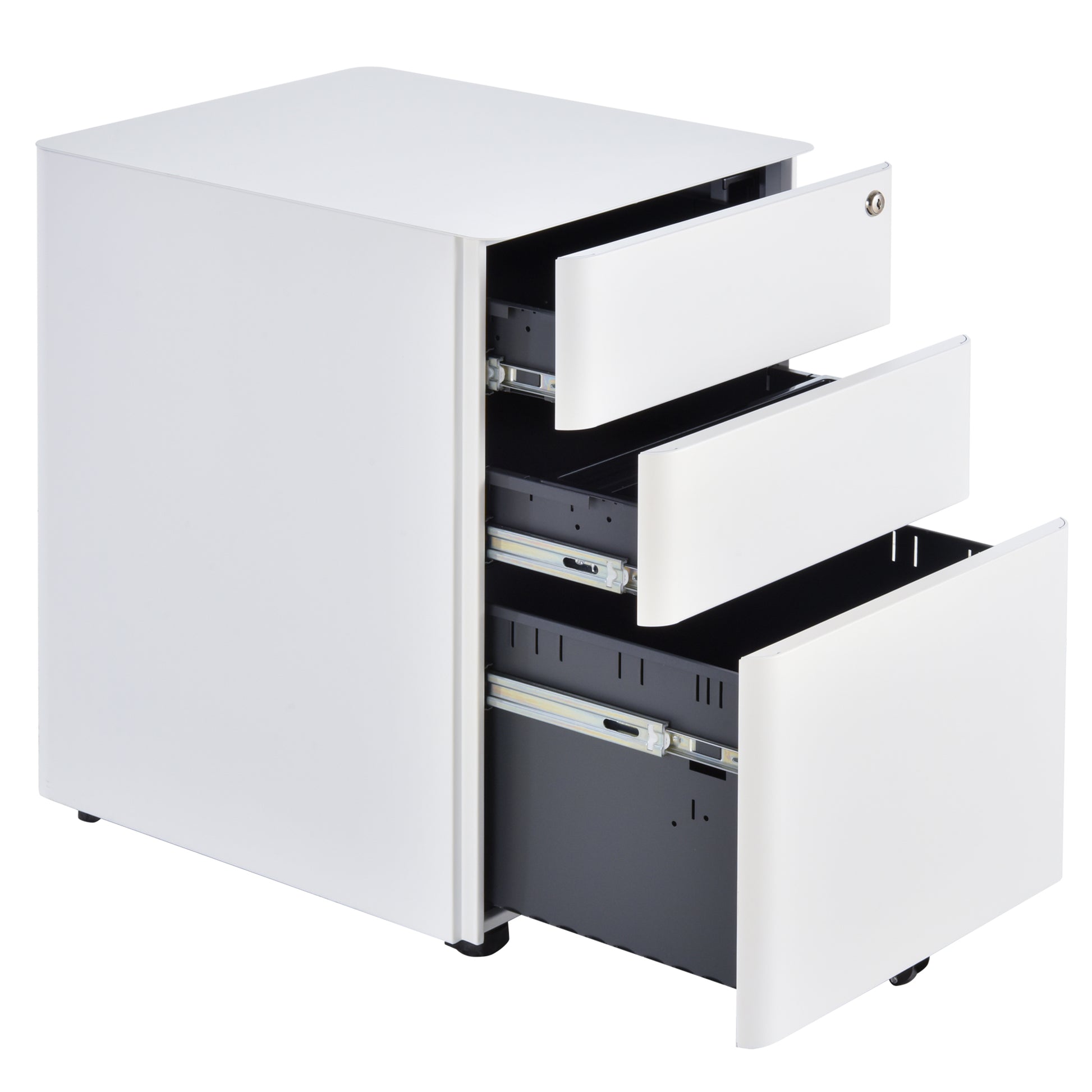 Vinsetto Fully Assembled 3 Drawer Steel Metal Filing Cabinet Lockable Rolling Vertical File Cabinet White