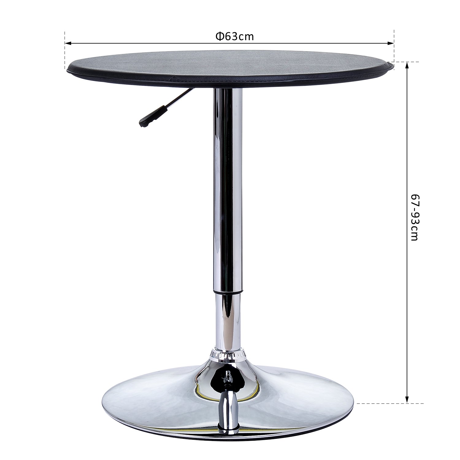 Homcom Adjustable Round Bistro Bar Table with PVC Leather Top Steel Base Home Kitchen Dining Desk Black