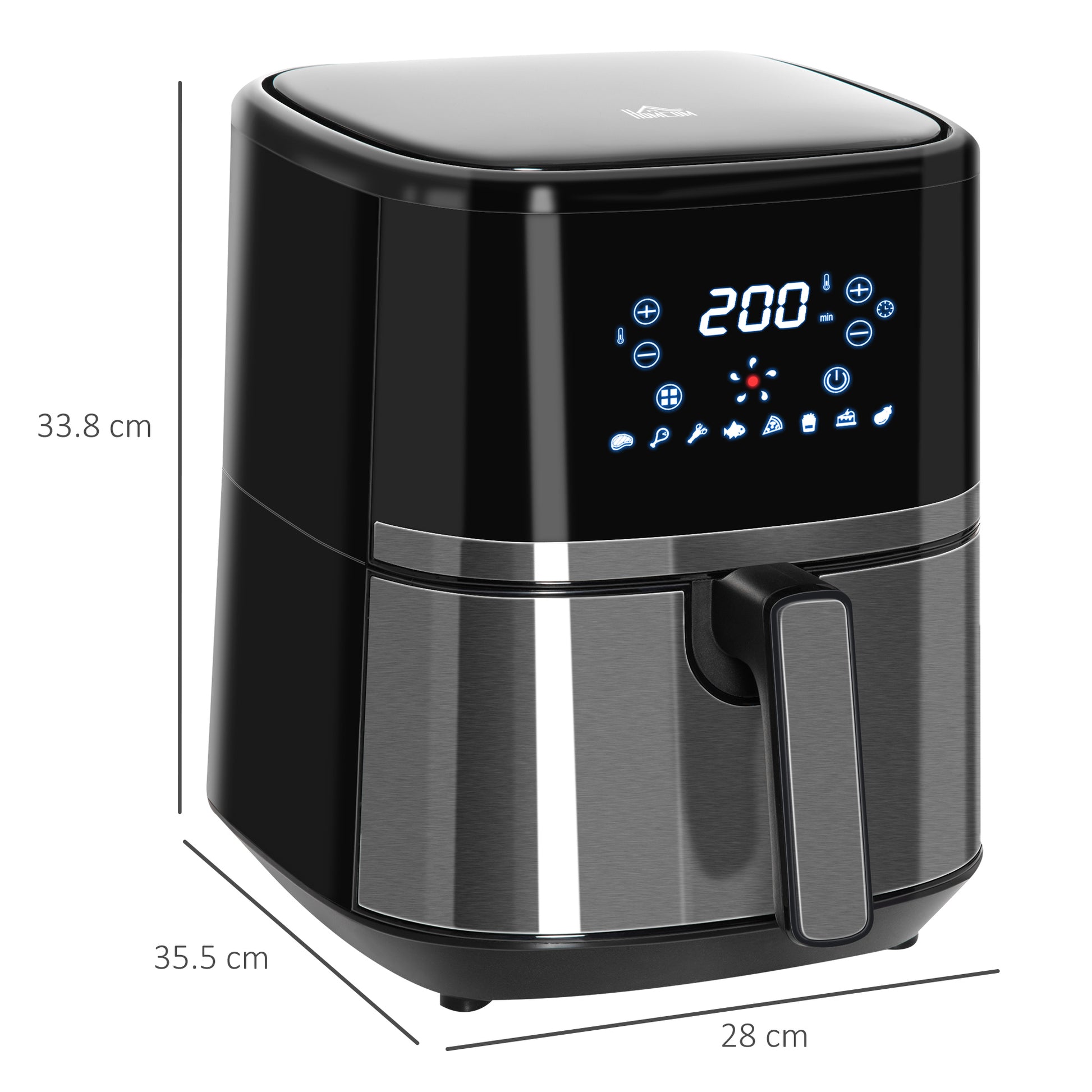 1500W 4.5L Air Fryer 8 Presets With Digital Display Black & Steel by Homcom