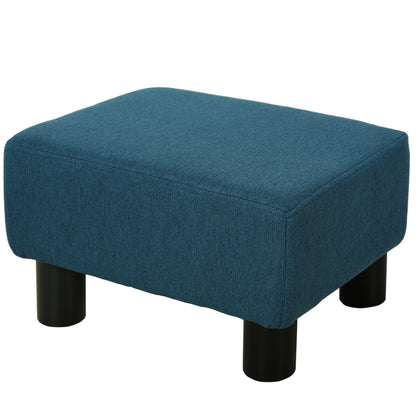 Homcom Linen Fabric Footstool Footrest Small Seat Foot Rest Chair Ottoman Light Home Office with Legs 40 x 30 x 24cm Blue