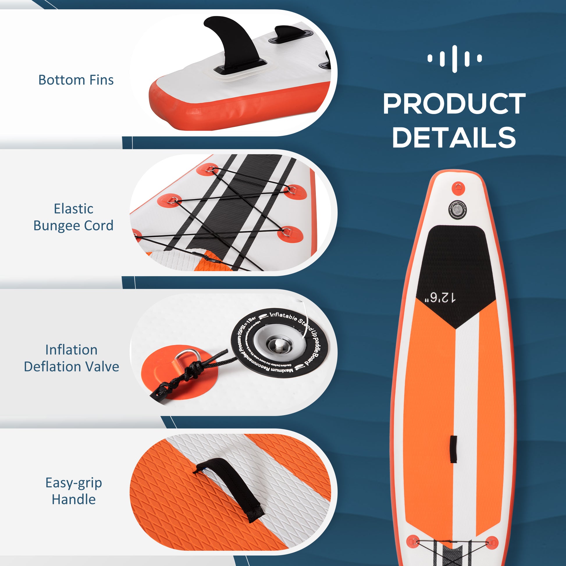 Outsunny 10'6" x 30" x 6" Inflatable Stand Up Paddle Board