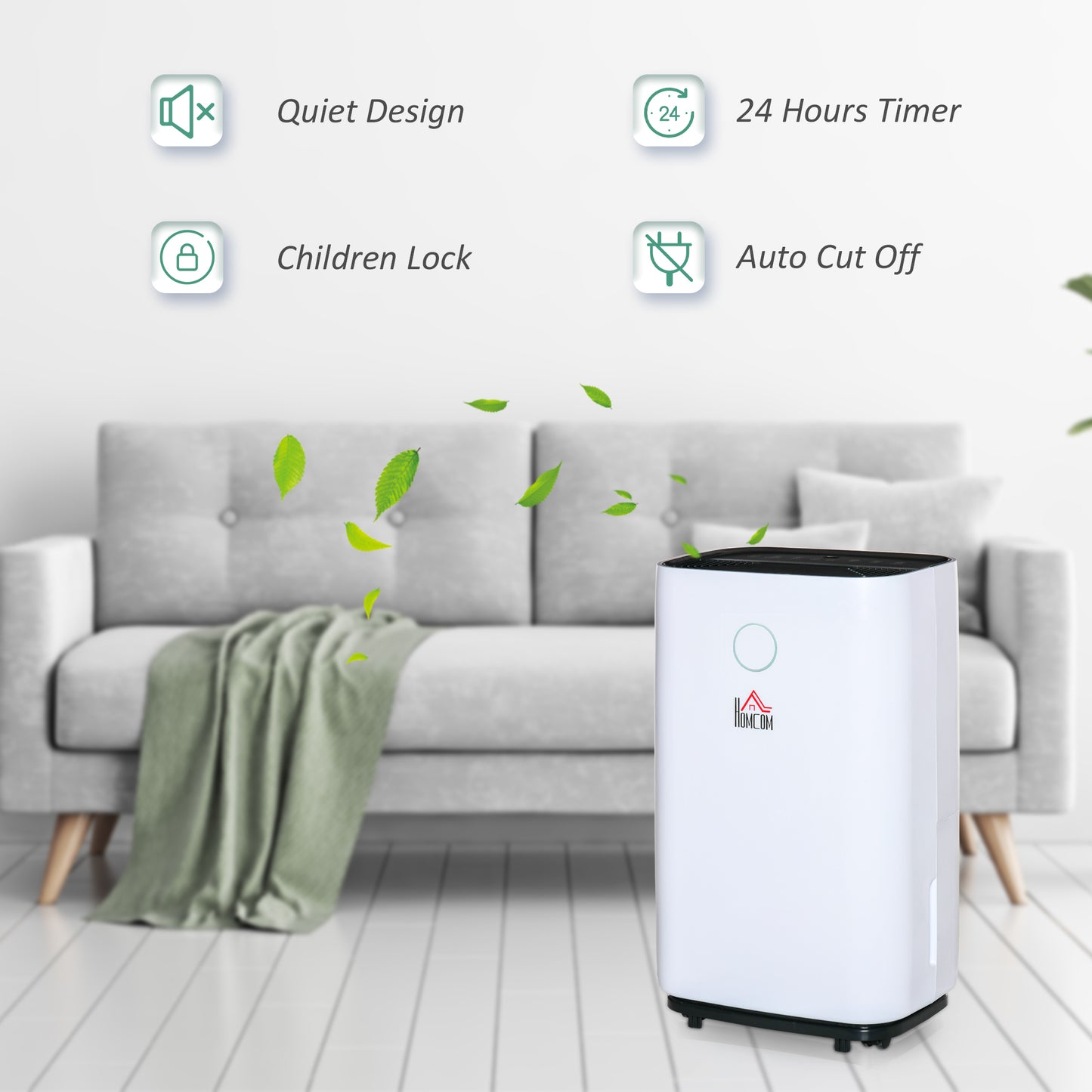 Homcom 20L/Day 4L Portable Quiet Dehumidifier Home Laundry