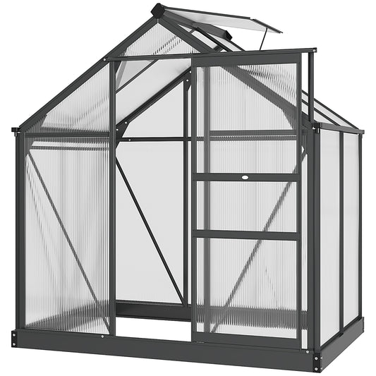 Outsunny Clear Polycarbonate Greenhouse Large Walk-In Green House Garden Plants Grow Galvanized Base Aluminium Frame with Slide Door